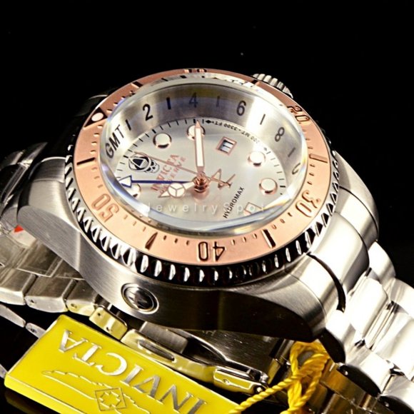 NEW Invicta Hydromax 52MM Silver Dial Swiss Quartz Bracelet Watch